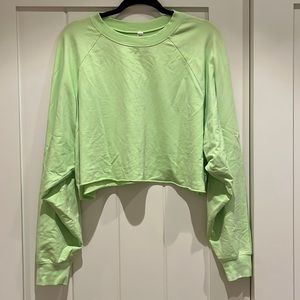 Like NEW Alo Yoga Girlfriend Cropped Sweater in Neon Green in L